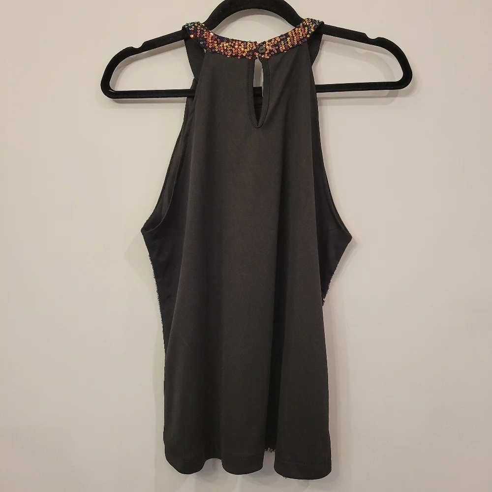 WULFUL Multicolored Sequin Sleeveless Keyhole Top Size Small